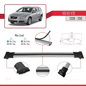 Volvo V70 2008-2016 Arası ile Uyumlu FLY Model Ara Atkı Tavan Barı GRİ 3 ADET BAR - Görsel 4