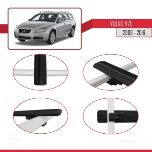Volvo V70 2008-2016 Arası ile uyumlu Basic Model Ara Atkı Tavan Barı SİYAH 3 ADET thumb 4