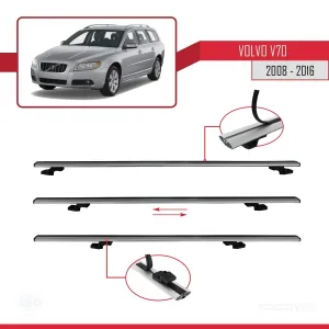 Volvo V70 2008-2016 Arası ile uyumlu Basic Model Ara Atkı Tavan Barı GRİ 3 ADET thumb 5