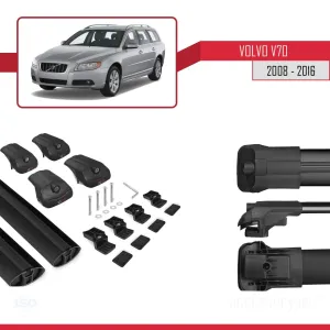 Volvo V70 2008-2016 Arası ile uyumlu ACE-1 Ara Atkı Tavan Barı SİYAH thumb 5