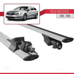 Volvo V60 SW / Estate 2010-2018 Arası ile uyumlu HOOK Model Anahtar Kilitli Ara Atkı Tavan Barı GRİ thumb 5