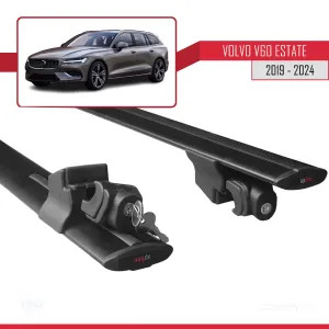 Volvo V60 Estate 2019 ve Sonrası ile uyumlu HOOK Model Anahtar Kilitli Ara Atkı Tavan Barı SİYAH thumb 5