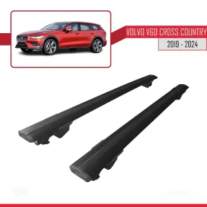 Volvo V60 Cross Country 2019 ve Sonrası ile uyumlu HOOK Model Anahtar Kilitli Ara Atkı Tavan Barı SİYAH thumb 4