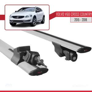 Volvo V60 Cross Country 2015-2018 Arası ile uyumlu HOOK Model Anahtar Kilitli Ara Atkı Tavan Barı GRİ thumb 5