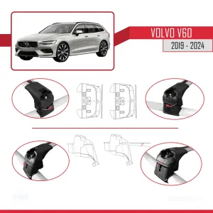 Volvo V60 2019 ve Sonrası ile uyumlu ACE-2 Ara Atkı Tavan Barı GRİ - Görsel 4