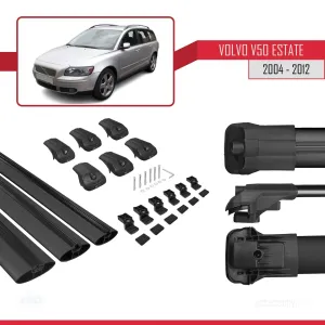 Volvo V50 Estate 2004-2012 Arası ile uyumlu ACE-1 Ara Atkı Tavan Barı SİYAH 3 ADET BAR thumb 5