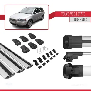 Volvo V50 Estate 2004-2012 Arası ile uyumlu ACE-1 Ara Atkı Tavan Barı GRİ 3 ADET BAR thumb 5