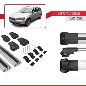 Volvo V50 Estate 2004-2012 Arası ile uyumlu ACE-1 Ara Atkı Tavan Barı GRİ thumb 5