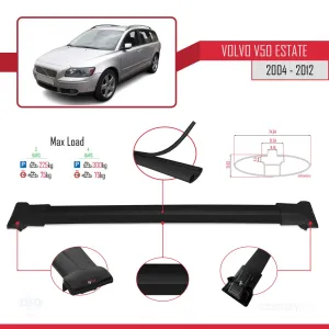 Volvo V50 2004-2012 Arası ile uyumlu Fly Model Ara Atkı Tavan Barı SİYAH 3 ADET BAR thumb 4