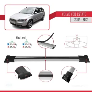 Volvo V50 2004-2012 Arası ile uyumlu Fly Model Ara Atkı Tavan Barı GRİ thumb 4