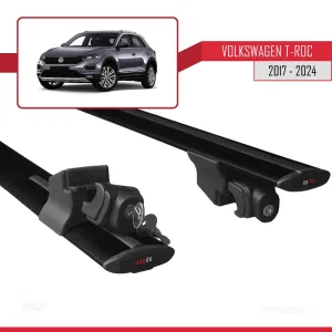 Volkswagen T-Roc 2017 ve Sonrası ile uyumlu HOOK Model Anahtar Kilitli Ara Atkı Tavan Barı SİYAH thumb 5