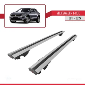 Volkswagen T-Roc 2017 ve Sonrası ile uyumlu HOOK Model Anahtar Kilitli Ara Atkı Tavan Barı GRİ thumb 4