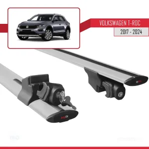 Volkswagen T-Roc 2017 ve Sonrası ile uyumlu HOOK Model Anahtar Kilitli Ara Atkı Tavan Barı GRİ thumb 5