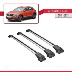 Volkswagen T-Roc 2017 ve Sonrası ile uyumlu ACE-1 Ara Atkı Tavan Barı GRİ 3 ADET BAR thumb 3