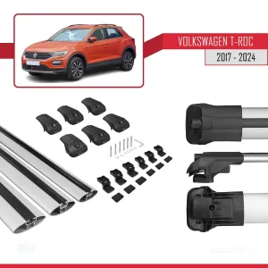 Volkswagen T-Roc 2017 ve Sonrası ile uyumlu ACE-1 Ara Atkı Tavan Barı GRİ 3 ADET BAR thumb 5