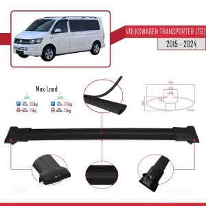 Volkswagen Transporter (T6) 2015 ve Sonrası ile Uyumlu FLY Model Ara Atkı Tavan Barı SİYAH thumb 4