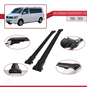 Volkswagen Transporter (T6) 2015 ve Sonrası ile Uyumlu FLY Model Ara Atkı Tavan Barı SİYAH thumb 5