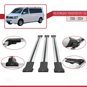 Volkswagen Transporter (T6) 2015 ve Sonrası ile uyumlu FLY Model Ara Atkı Tavan Barı GRİ 3 ADET BAR thumb 5