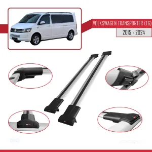 Volkswagen Transporter (T6) 2015 ve Sonrası ile Uyumlu FLY Model Ara Atkı Tavan Barı GRİ - Görsel 4