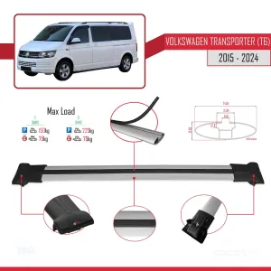 Volkswagen Transporter (T6) 2015 ve Sonrası ile Uyumlu FLY Model Ara Atkı Tavan Barı GRİ - Görsel 5