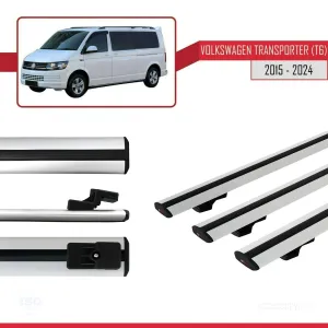 Volkswagen Transporter (T6) 2015 ve Sonrası ile uyumlu Basic Model Ara Atkı Tavan Barı GRİ 3 ADET thumb 5