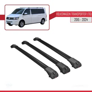 Volkswagen Transporter (T6) 2015 ve Sonrası ile uyumlu ACE-1 Ara Atkı Tavan Barı SİYAH 3 ADET BAR thumb 3