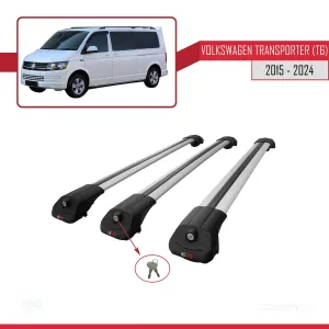 Volkswagen Transporter (T6) 2015 ve Sonrası ile uyumlu ACE-1 Ara Atkı Tavan Barı GRİ 3 ADET BAR thumb 4