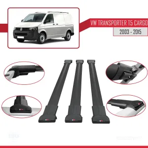 Volkswagen Transporter (T5) 2003-2015 Arası ile uyumlu FLY Model Ara Atkı Tavan Barı SİYAH 3 ADET BAR - Görsel 5