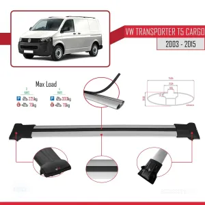 Volkswagen Transporter (T5) 2003-2015 Arası ile uyumlu FLY Model Ara Atkı Tavan Barı GRİ 4 ADET BAR thumb 4