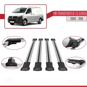 Volkswagen Transporter (T5) 2003-2015 Arası ile uyumlu FLY Model Ara Atkı Tavan Barı GRİ 4 ADET BAR thumb 5