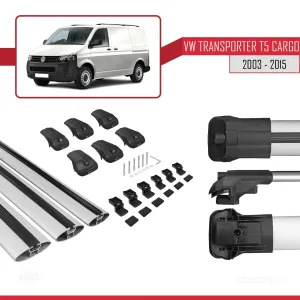 Volkswagen Transporter (T5) 2003-2015 Arası ile uyumlu ACE-1 Ara Atkı Tavan Barı GRİ 3 ADET BAR thumb 5