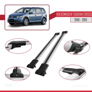 Volkswagen Touran CROSS 2010-2015 Arası ile uyumlu FLY Model Ara Atkı Tavan Barı GRİ thumb 5