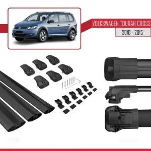 Volkswagen Touran CROSS 2010-2015 Arası ile uyumlu ACE-1 Ara Atkı Tavan Barı SİYAH 3 ADET BAR thumb 5