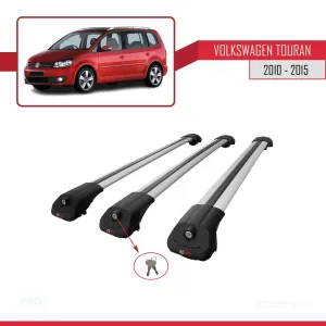 Volkswagen Touran CROSS 2010-2015 Arası ile uyumlu ACE-1 Ara Atkı Tavan Barı GRİ 3 ADET BAR thumb 4