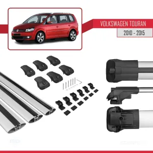 Volkswagen Touran CROSS 2010-2015 Arası ile uyumlu ACE-1 Ara Atkı Tavan Barı GRİ 3 ADET BAR thumb 5