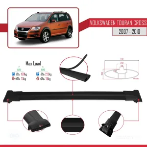 Volkswagen Touran CROSS 2007-2010 Arası ile uyumlu FLY Model Ara Atkı Tavan Barı SİYAH thumb 4