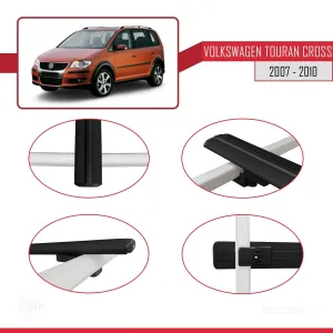 Volkswagen Touran CROSS 2007-2010 Arası ile uyumlu Basic Model Ara Atkı Tavan Barı SİYAH 3 ADET - Görsel 4