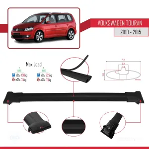 Volkswagen Touran 2010-2015 Arası ile uyumlu FLY Model Ara Atkı Tavan Barı SİYAH - Görsel 4