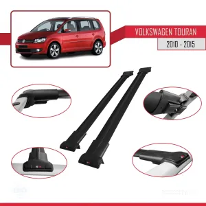 Volkswagen Touran 2010-2015 Arası ile uyumlu FLY Model Ara Atkı Tavan Barı SİYAH - Görsel 5