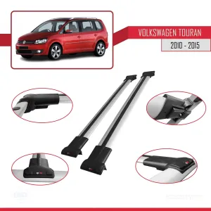 Volkswagen Touran 2010-2015 Arası ile uyumlu FLY Model Ara Atkı Tavan Barı GRİ - Görsel 5