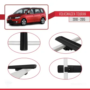 Volkswagen Touran 2010-2015 Arası ile uyumlu Basic Model Ara Atkı Tavan Barı SİYAH 3 ADET thumb 4