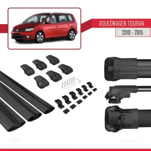 Volkswagen Touran 2010-2015 Arası ile uyumlu ACE-1 Ara Atkı Tavan Barı SİYAH 3 ADET BAR thumb 5