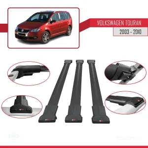Volkswagen Touran 2003-2010 Arası ile Uyumlu FLY Model Ara Atkı Tavan Barı SİYAH 3 ADET BAR thumb 5