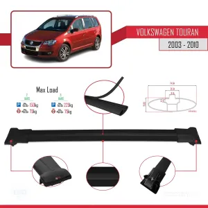 Volkswagen Touran 2003-2010 Arası ile uyumlu FLY Model Ara Atkı Tavan Barı SİYAH - Görsel 4