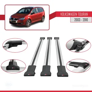 Volkswagen Touran 2003-2010 Arası ile Uyumlu FLY Model Ara Atkı Tavan Barı GRİ 3 ADET BAR thumb 5