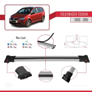 Volkswagen Touran 2003-2010 Arası ile uyumlu FLY Model Ara Atkı Tavan Barı GRİ - Görsel 4