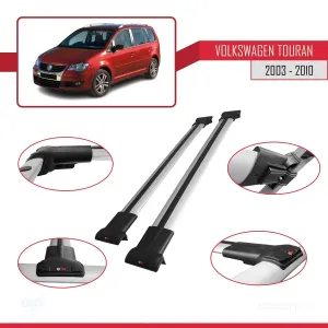 Volkswagen Touran 2003-2010 Arası ile uyumlu FLY Model Ara Atkı Tavan Barı GRİ - Görsel 5