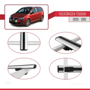 Volkswagen Touran 2003-2010 Arası ile uyumlu Basic Model Ara Atkı Tavan Barı GRİ 3 ADET thumb 4