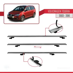 Volkswagen Touran 2003-2010 Arası ile uyumlu Basic Model Ara Atkı Tavan Barı GRİ 3 ADET thumb 5