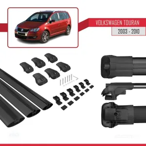 Volkswagen Touran 2003-2010 Arası ile uyumlu ACE-1 Ara Atkı Tavan Barı SİYAH 3 ADET BAR thumb 5